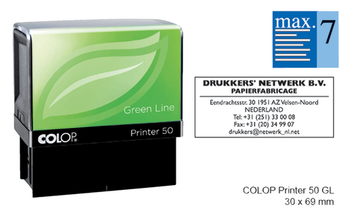 Tekststempel Colop 50 Green Line Personaliseerbaar 7Regels 69X30MM