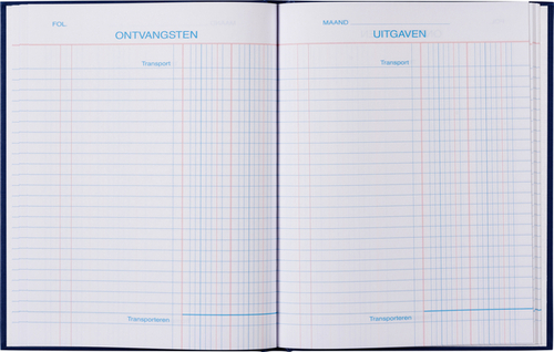 Kasboek 165X210MM 96BLZ 2 Kolommen Blauw Kantoorartikel 050206 Bruna