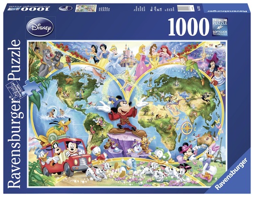 Koppeling Notebook Knipoog Disney's Wereldkaart (1000 Stukjes) | Puzzel - bruna.nl