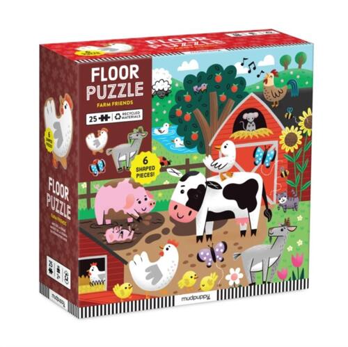 Mudpuppy Farm Friends 25 Piece Floor Puzzle With Shaped Pieces -   (ISBN: 9780735378636)