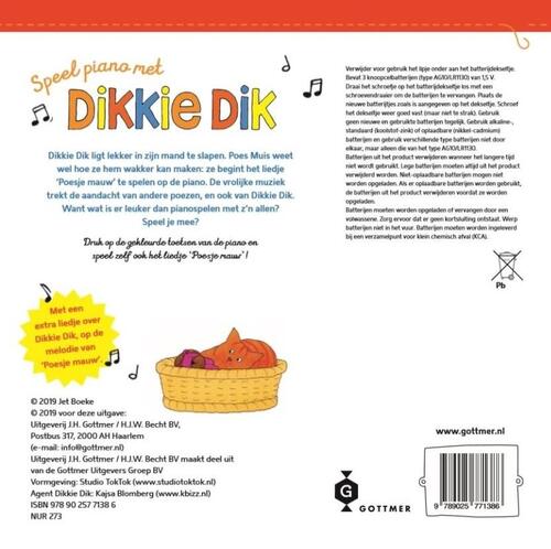 Speel Piano Met Dikkie Dik Jet Boeke 9789025771386 Boek Bruna Nl