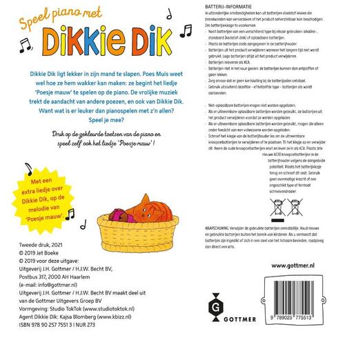 Speel Piano Met Dikkie Dik Jet Boeke 9789025775513 Boek Bruna Nl