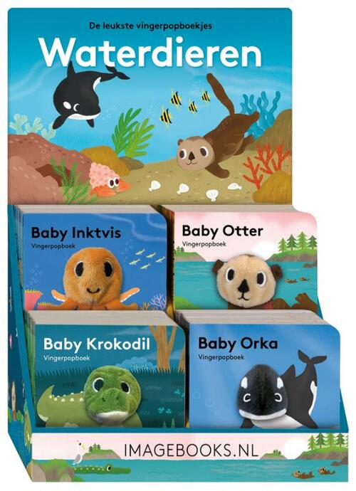 Display Vingerpopboekjes Waterdieren - 4 x 4 exemplaren -   (ISBN: 9789464085730)